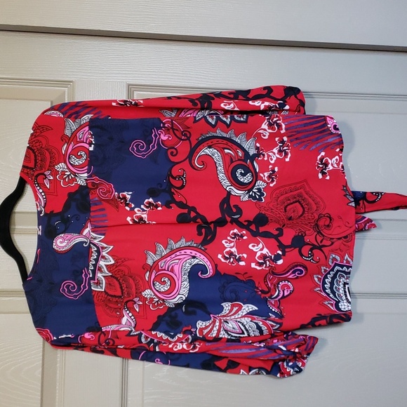 Peter Nygard boho floral Paisley button down tie front top size 12 petite - Picture 5 of 5